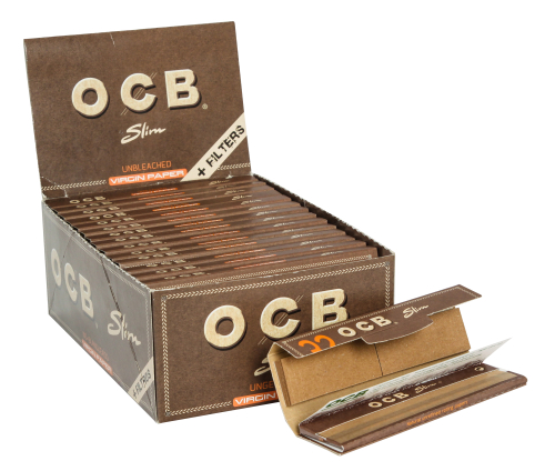 BOX OCB Virgin King Size Slim Zigarettenpapier + TIPS, 32 Stück 