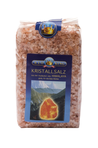 BioKing Kristallsalz aus den Ausläufern des Himalaya Grob Gemahlen Für die Mühle 
