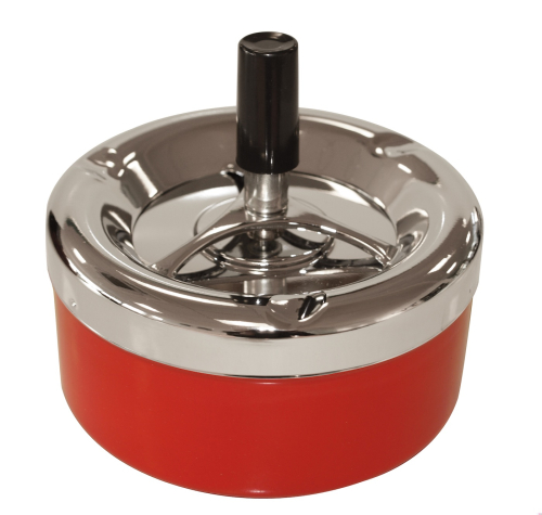 Aschenbecher 11cm rot/chrom 