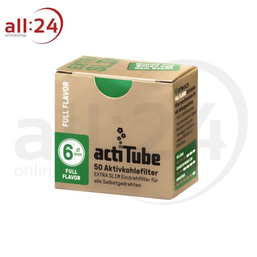 ACTITUBE Aktivkohlefilter Extra Slim 6mm - Box mit 50 Aktivkohlefiltern 