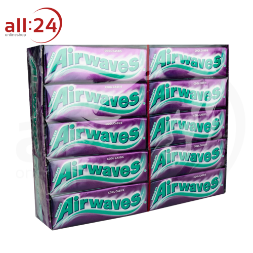 Airwaves Cool Cassis + Vitamin C Kaugummi - XXL Vorteilspack mit 30 Packungen à 12 Kaugummis pro Packung 