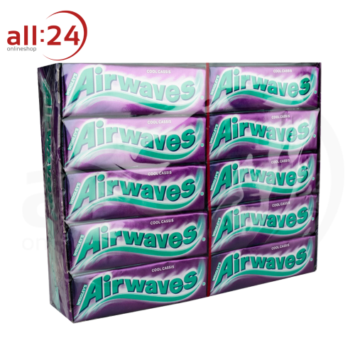 Airwaves Cool Cassis + Vitamin C Kaugummi - XXL Vorteilspack, 30 Packungen à 12 Stück 