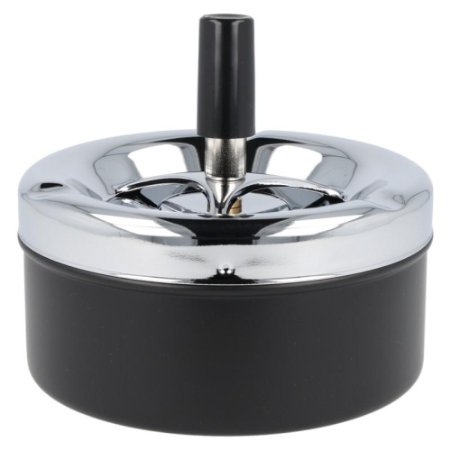Aschenbecher Windascher Schwarz Chrom 11 cm 