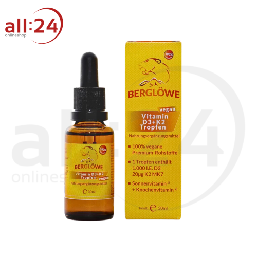Berglöwe Vegan Vitamin D3 + K2 Tropfen - Optimale Gesundheitsversorgung 