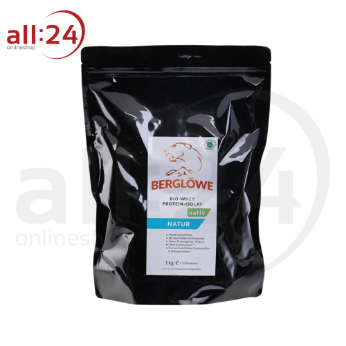 Berglöwe Bio Whey-Protein-Isolat Natur - 100% reines Bio-Protein aus Österreich - 1000 g 
