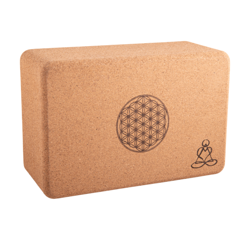 Yogablock aus Kork, klein - Blume des Lebens und Mandala 