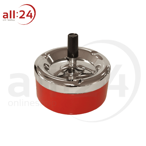 Rot/Chromglänzender Aschenbecher - 11 cm Durchmesser 