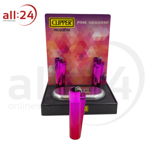Clipper Metall Groß - Elegantes Icy Pink Feuerzeug 