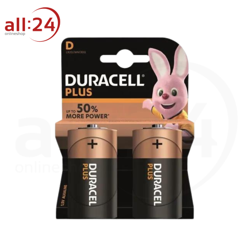 Duracell Plus Batterien Mono D LR20 2er Packung 
