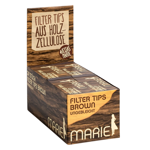 MARIE Brown Ungebleichte Filter Tips Box mit 24 Stk à 35 Blatt 