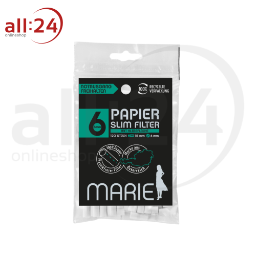 Marie Papier Slim Filter 6 mm - 20 Beutel mit je 120 Stück 