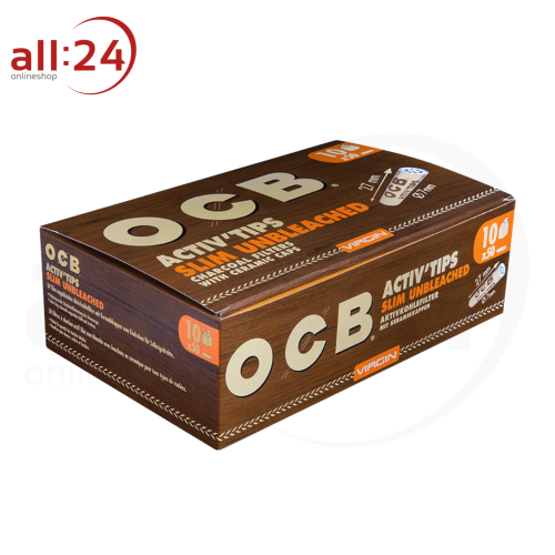OCB Unbleached Activ Tips Slim 7mm Aktivkohlefilter - 10er Pack à 50 Filter 