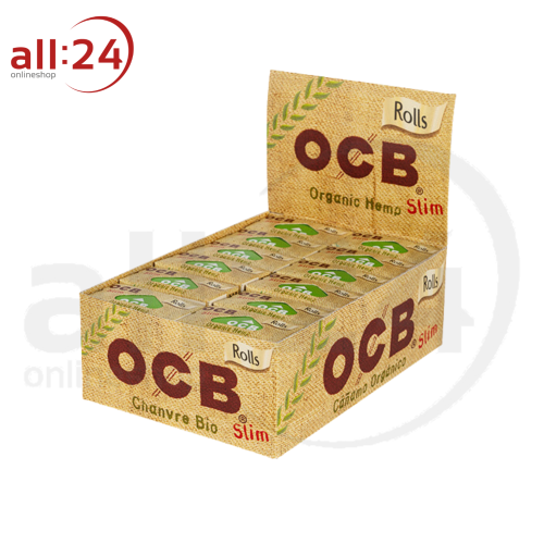 OCB Organic Hemp Rolls Zigarettenpapier aus Hanf - 24er Pack in praktischer Box 