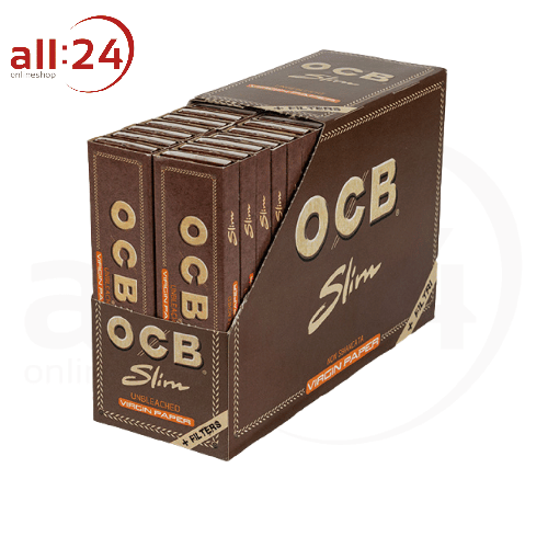 OCB Unbleached Virgin Long Papers + Filter Tips 32er Karton 