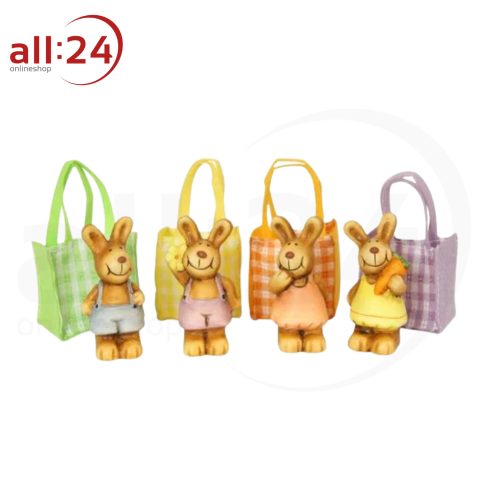 Deko Comic Hase in Stofftasche, 4er Set 