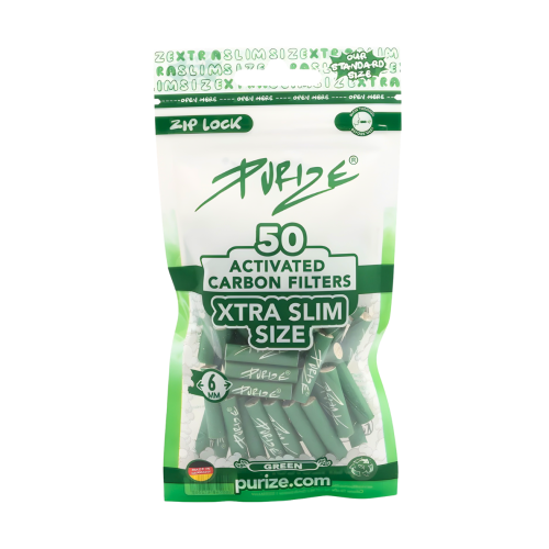 PURIZE Xtra Slim Aktivkohlefilter 50 Stück Grün Ø 6 mm 