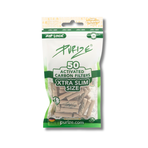 PURIZE Xtra Slim Aktivkohlefilter 50 Stück Organic Ø 6 mm 
