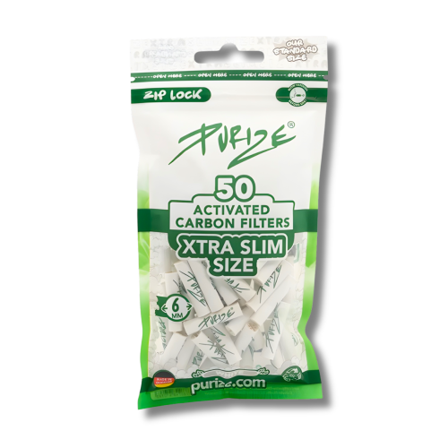 PURIZE Xtra Slim Aktivkohlefilter 50 Stück Weiß Ø 6 mm 