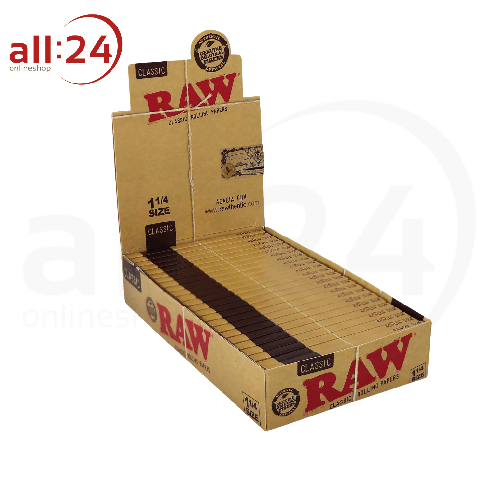 BOX RAW Classic 1/4 Rolling Paper 24 Stück á 50 Blatt 