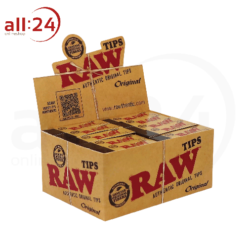 BOX RAW Filtertips Ungebleicht, 50 Stück 