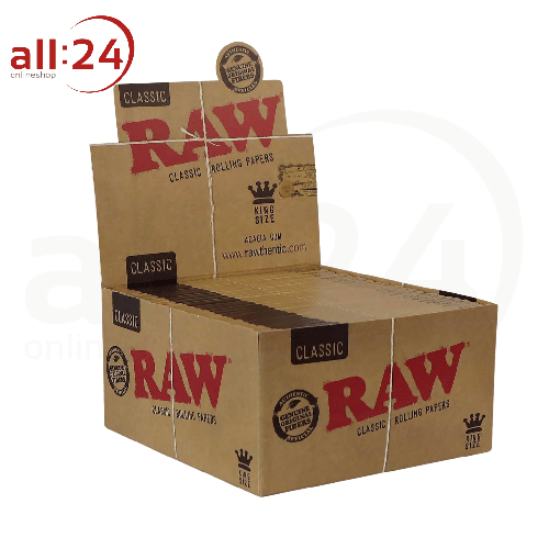 BOX RAW Classic King Size Rolling Paper 50 Stück á 33 Blatt 