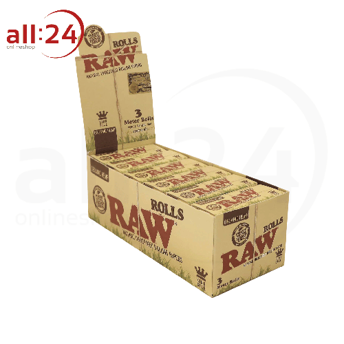 BOX RAW Organic Hemp King Size Rolls, 12 Stück á 3 Meter 