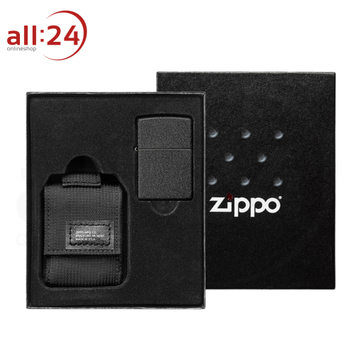 Zippo Tactical Pouch and Black Crackle® Schwarzer Feuerzeugbeutel mit Original Zippo Geschenkset 