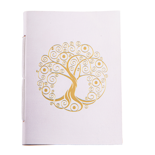 Schreibbuch Tagebuch Journal Lebensbaum Weiß Gold, A5 