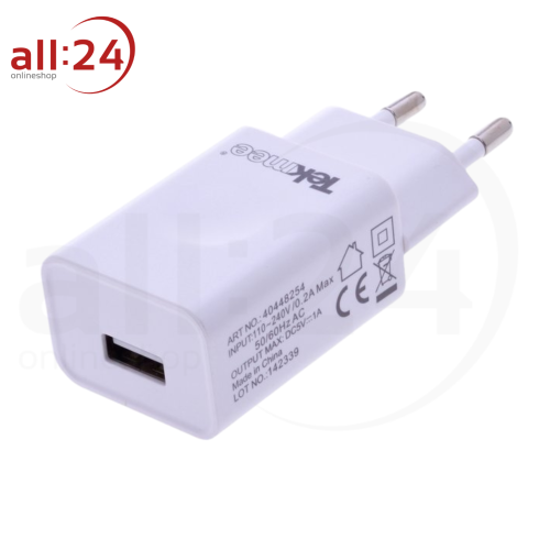 Tekmee USB Netzteilstecker schwarz/weiß Weiß
