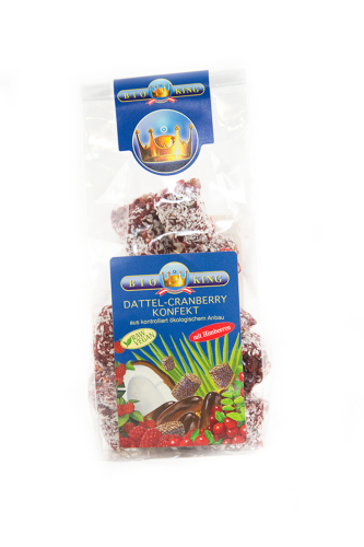 BioKing Bio Dattel-Cranberry-Konfekt mit Himbeeren 