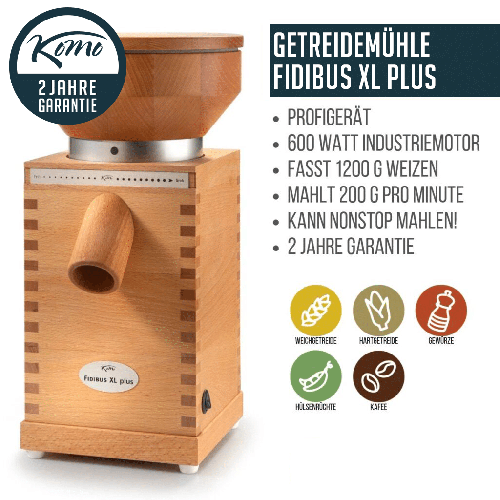 KoMo Fidibus XL Plus Getreidemühle glutenfrei