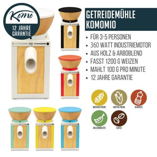 KoMo Komomio Getreidemühle in verschiedenen Farben 