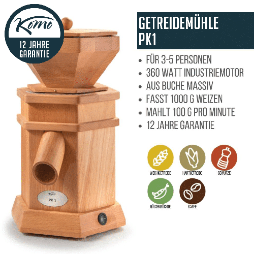 KoMo PK 1 Getreidemühle - Perfekte Kombination aus Leistung und Qualität glutenfrei