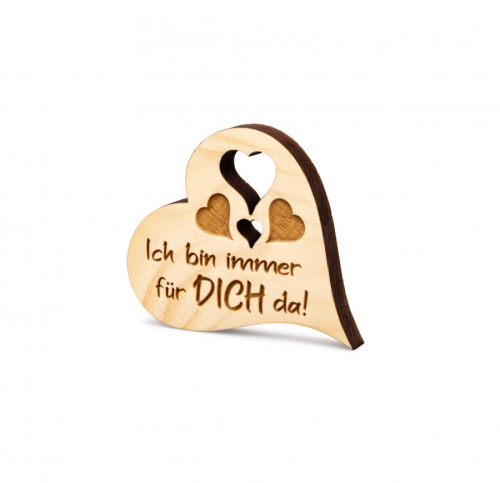 Zirbenherz Mini Aufschrift Ich bin immer für dich da 