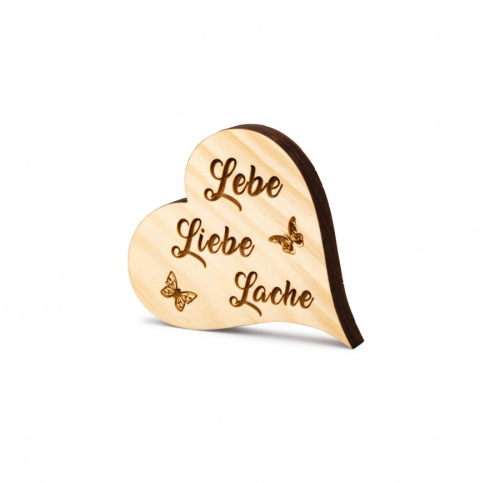 Zirbenherz Mini Aufschrift Lebe Liebe Lache 
