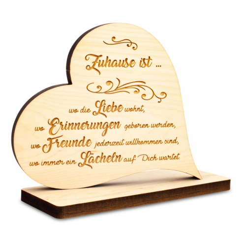 Zirbenherz auf Sockel Wo die Liebe wohnt 