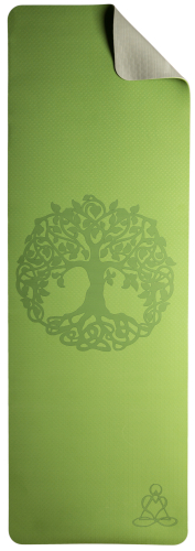 Yogamatte TPE ecofriendly hellgrün mit Baum des Lebens 