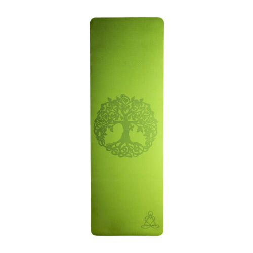 Yogamatte TPE ecofriendly Hellgrün mit Baum des Lebens 