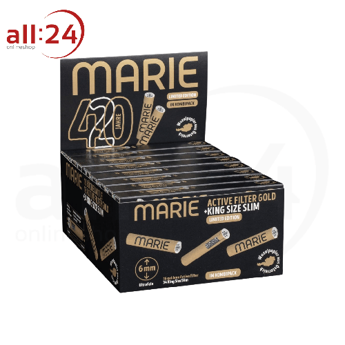Artikelbild des Artikels “BOX MARIE Active Filter Gold King Size Slim Zigarettenpapier 16 Stück “