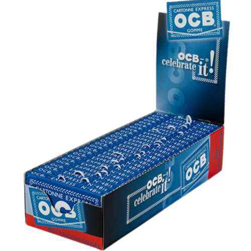 Artikelbild des Artikels “BOX OCB Blau Doppelt Zigarettenpapier mit Gummizug Kurz 25 Heftchen 100 Blatt “