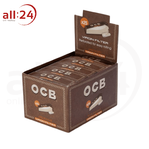 Artikelbild des Artikels “BOX OCB Filter Tips Unbleached Virgin - 25er Box mit je 50 Blatt “