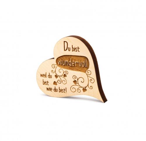 Artikelbild des Artikels “Zirbenherz Mini Aufschrift Du bist wundervoll “