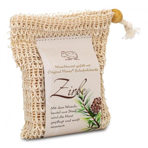 Artikelbild des Artikels “Kaltgerührte Zirben Seife im Sisal Waschbeutel 150g “