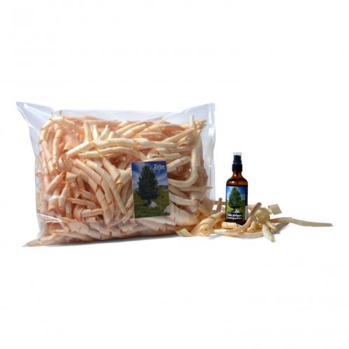 Artikelbild des Artikels “Handgehobelte Zirbenlocken 150g inkl. 100ml Zirben Raumspray “