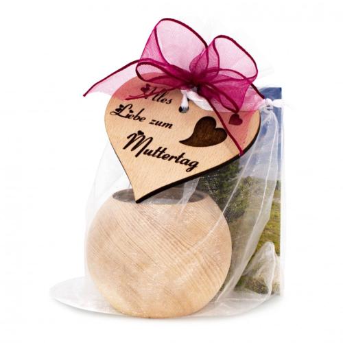 Artikelbild des Artikels “Teelichthalter aus Zirbenholz rund Muttertag “