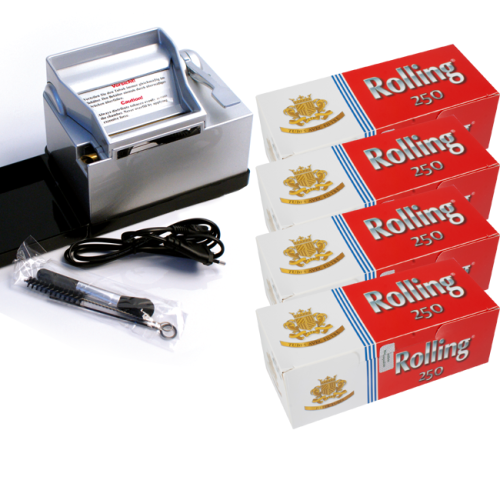 Artikelbild des Artikels “Wert-Set: Powermatic 2 PLUS Silber Stopfmaschine mit 1.000 ROLLING Zigarettenhülsen “