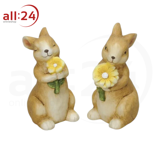 Deko Hase mit Blume Ostern 2 Stück 