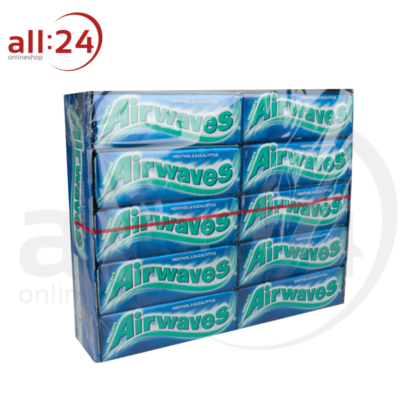 Airwaves Menthol & Eukalyptus Kaugummi - XXL Vorteilspack mit 30 Packungen à 12 Kaugummis pro Packung 