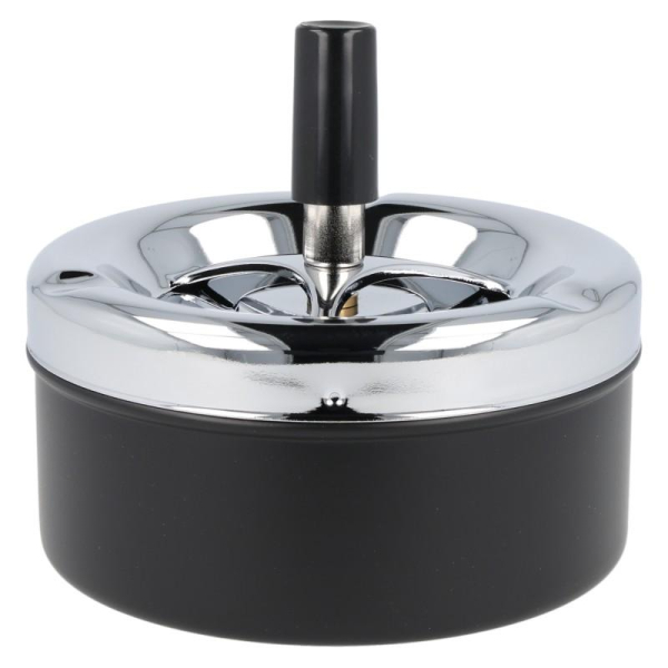 Aschenbecher Windascher Schwarz Chrom 11 cm 