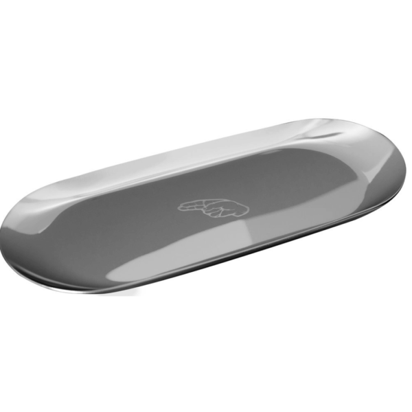 Hybrid Rolling Tray Tablett Edelstahl Silber Drehunterlage 